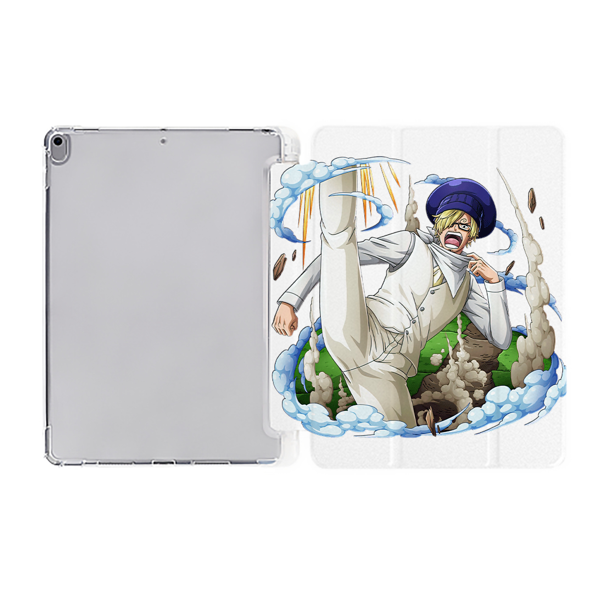 （画像用） ワンピース サンジ ONE PIECE Sanji IPad ケース ペン収納付き 三つ折りスタンド PUレザー×シリコン 対応機種9.5/10.5/10.9インチ
